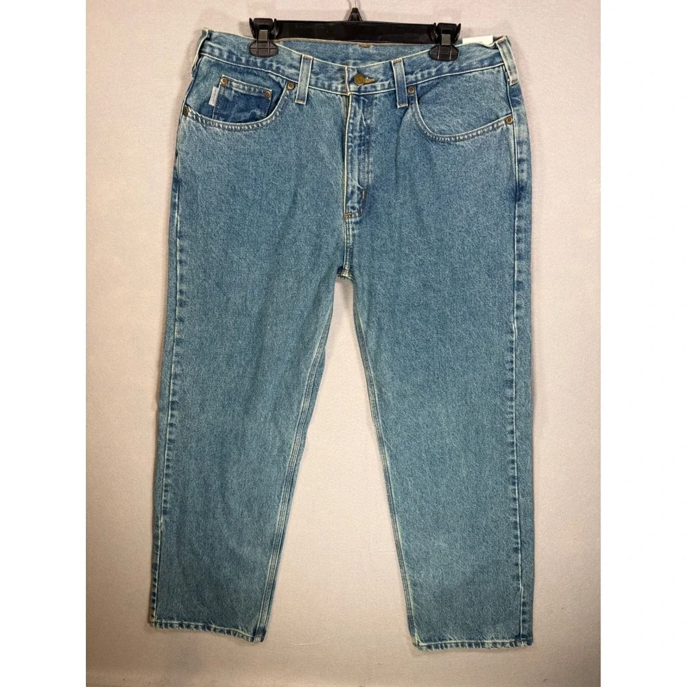 Carhartt B460 LVB Relaxed Fit Straight Leg Jeans Light Wash Blue Mens 36x30 NWT